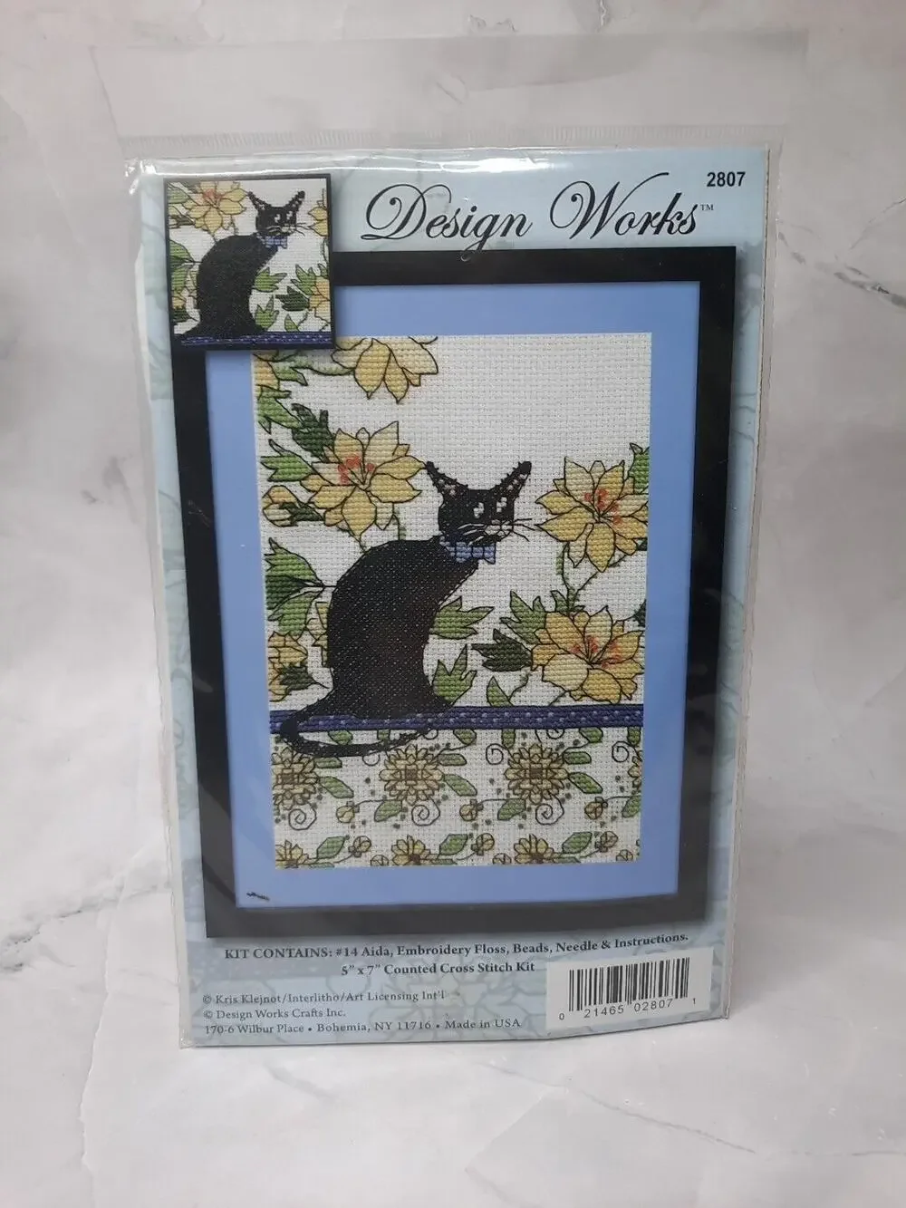 Design Works Counted Cross Stitch Kit Yellow Floral Cat 2807 5x7